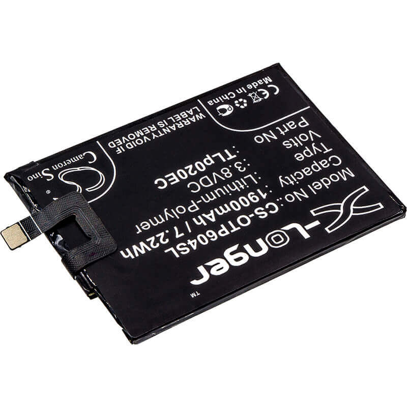 3,8V, Li-Polymer, 1900mAh, batterie de smartphone compatible avec Alcatel, Tlp020ec, One Touch Pop Up, One Touch Pop Up Lte Dual Sim, 7,22Wh Mobile, Smartphone Cameron Sino Technology Limited (Smartphone)
