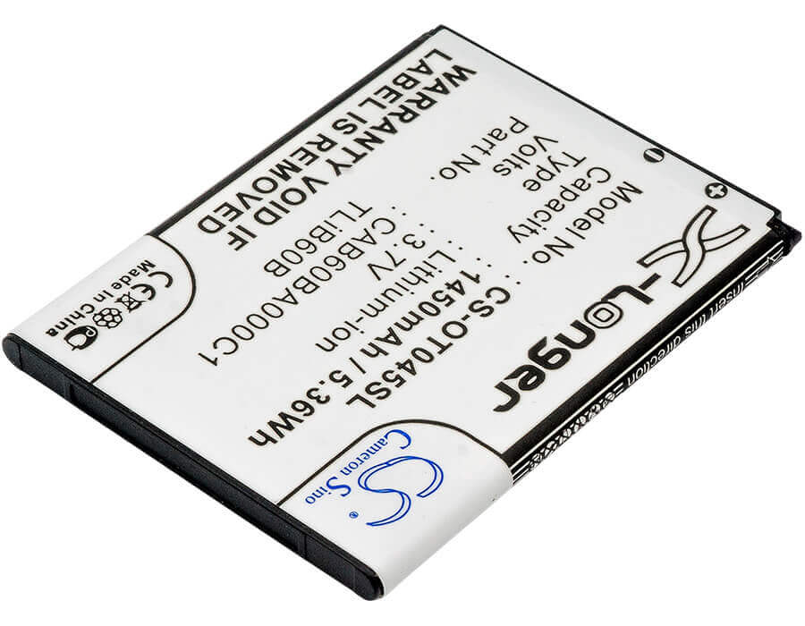 3,7V, Li-ion, 1450mAh, batterie de smartphone compatible avec Tcl, Alcatel, Uscellular, Cab60b0001c1, Adr3045, One Touch Shockwave, 5.37Wh Mobile, Smartphone Cameron Sino Technology Limited (Smartphone)