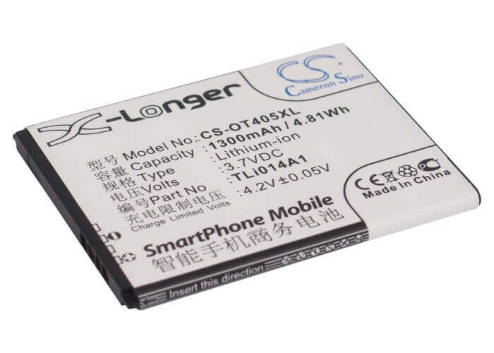 3.7V, Li-ion, 1300mAh, SmartPhone battery fits Orange, T-mobile, Alcatel, Cab1400002c1, 4013x, 4028s-2aalus1, 4.81Wh Mobile, SmartPhone Cameron Sino Technology Limited (Smartphone)