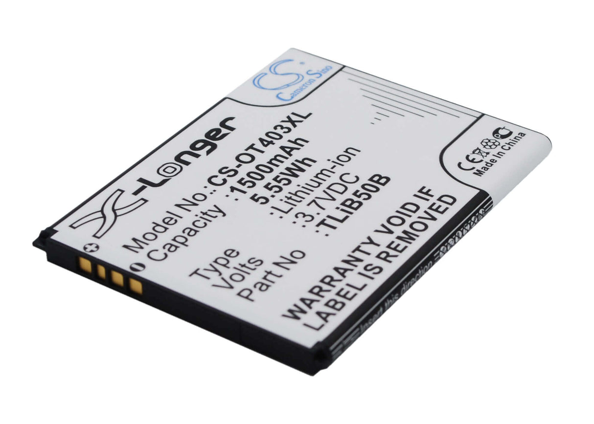 3,7V, Li-ion, 1500mAh, batterie de smartphone compatible avec Alcatel, Cab60b0000c2, One Touch S Pop, One Touch S Pop Dual, 5.55Wh Mobile, Smartphone Cameron Sino Technology Limited (Smartphone)