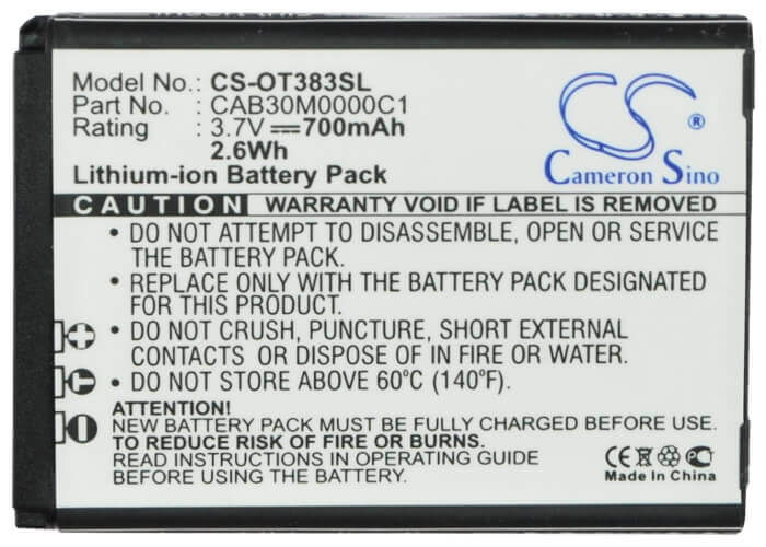 3.7V, Li-ion, 700mAh, batterie de téléphone intelligent compatible avec Mtc, Alcatel, B-u8c, Crystal, One Touch 103, 2.59Wh Mobile, SmartPhone Cameron Sino Technology Limited (Smartphone)