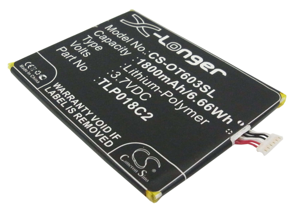 3,7V, Li-Polymère, 1800mAh, Batterie de smartphone compatible avec Alcatel, Tlp018c2, One Touch Idol Ultra, Ot-6033, 6,66Wh Mobile, Smartphone Cameron Sino Technology Limited (Smartphone)