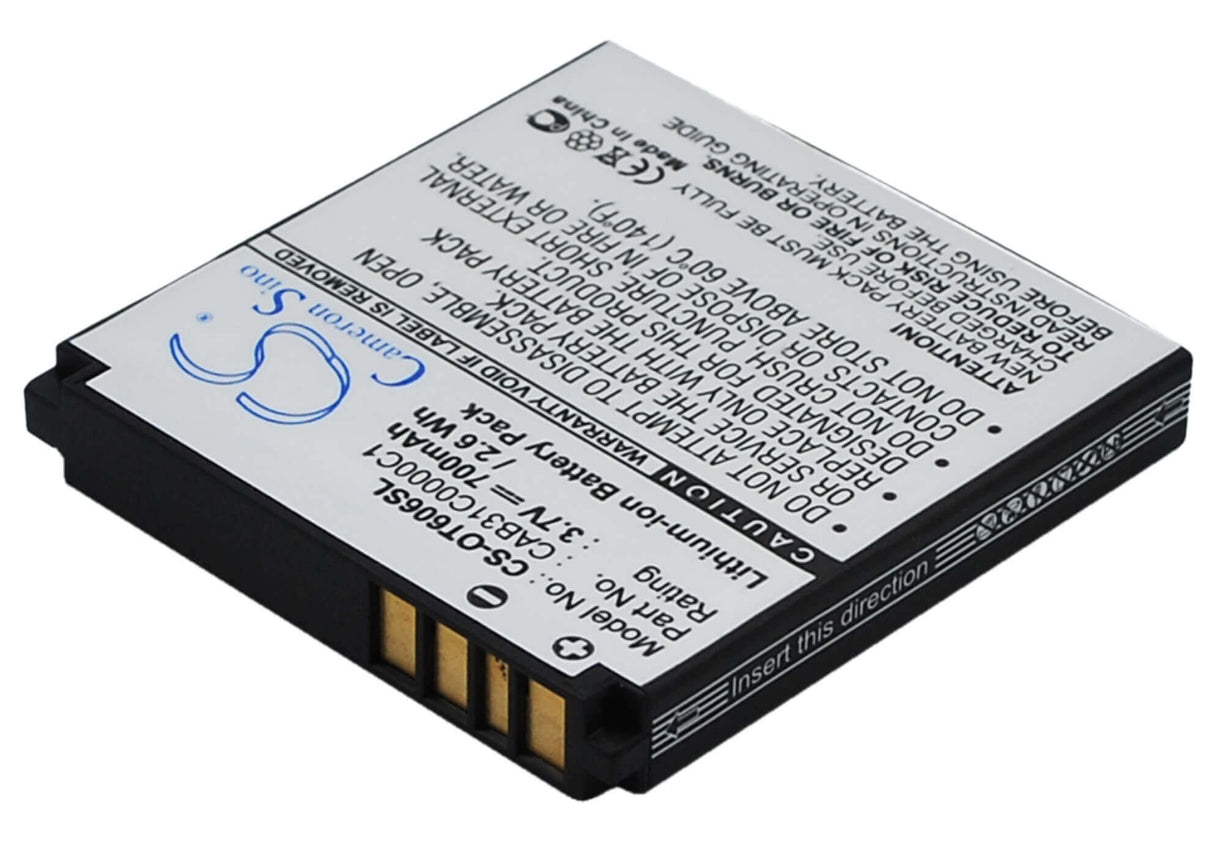 3,7V, Li-ion, 700mAh, batterie de smartphone compatible avec T-mobile, Alcatel, Cab31c0000c1, Ot-606, Ot-606 Sparq, 2,59Wh Mobile, Smartphone Cameron Sino Technology Limited (Smartphone)