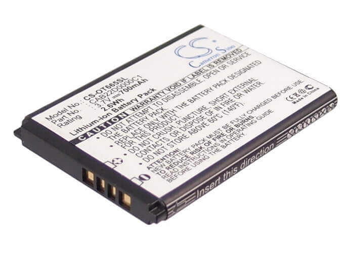 3.7V, Li-ion, 700mAh, batterie de smartphone compatible avec Alcatel, T-mobile, Cab22b0000c1, 2010d, One Touch 20.12d, 2.59Wh Mobile, smartphone Cameron Sino Technology Limited (Smartphone)