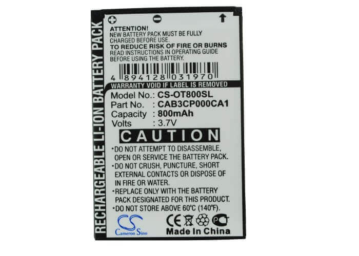 3.7V, Li-ion, 800mAh, SmartPhone battery fits Alcatel, Tcl, Cab20100000c1, Gyari, One Touch 799, 2.96Wh Mobile, SmartPhone Cameron Sino Technology Limited (Smartphone)