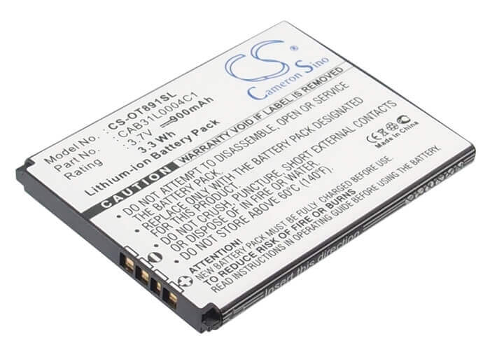 3.7V, Li-ion, 900mAh, SmartPhone battery fits Mегафон, Vodafone, Alcatel, Tcl, Cab31l0000c1 1icp4/42/52, A382g, One Touch 155, 3.33Wh Mobile, SmartPhone Cameron Sino Technology Limited (Smartphone)