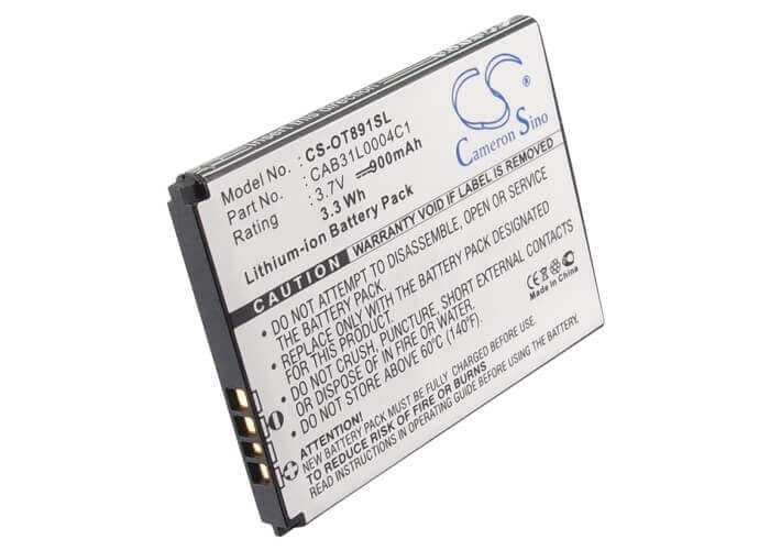 3.7V, Li-ion, 900mAh, SmartPhone battery fits Mегафон, Vodafone, Alcatel, Tcl, Cab31l0000c1 1icp4/42/52, A382g, One Touch 155, 3.33Wh Mobile, SmartPhone Cameron Sino Technology Limited (Smartphone)
