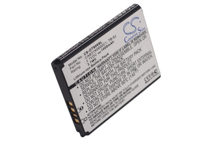 3.7V, Li-ion, 1000mAh, SmartPhone battery fits Tcl, Alcatel, By74, One Touch 906, Ot-906, 3.7Wh Mobile, SmartPhone Cameron Sino Technology Limited (Smartphone)