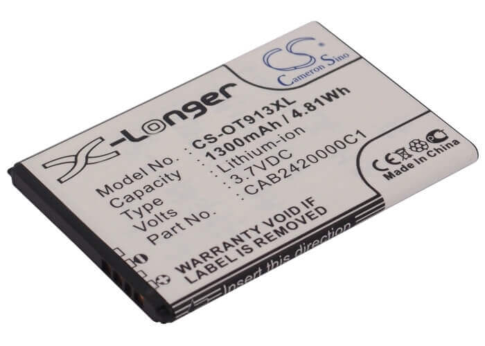 Batterie pour Alcatel Ot-913, Ot-913d, Ot-927 3.7v, 1300mah - 4.81wh Batteries pour Électronique Cameron Sino Technology Limited (Suspendu)