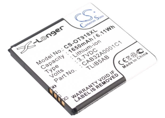 3.7V, Li-ion, 1650mAh, SmartPhone battery fits Base, Tcl, Alcatel, Cab1500007c1, Ee40, Ee40vb, 6.11Wh Mobile, SmartPhone Cameron Sino Technology Limited (Smartphone)