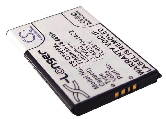3.7V, Li-ion, 1750mAh, SmartPhone battery fits Alcatel, Cricket, Cab31y0008c2, Authority, One Touch 955, 6.48Wh Mobile, SmartPhone Cameron Sino Technology Limited (Smartphone)