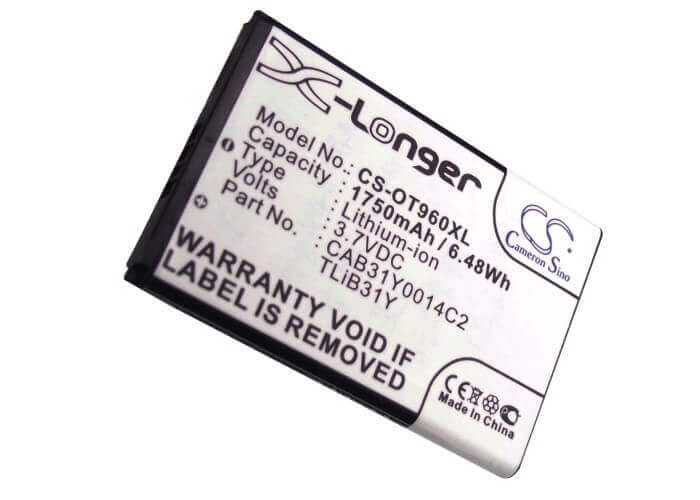 3.7V, Li-ion, 1750mAh, SmartPhone battery fits Alcatel, Cricket, Cab31y0008c2, Authority, One Touch 955, 6.48Wh Mobile, SmartPhone Cameron Sino Technology Limited (Smartphone)