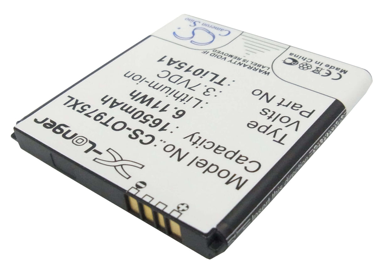3.7V, Li-ion, 1650mAh, SmartPhone battery fits Base, Vodafone, Alcatel, Tli015a1, One Touch 975, One Touch 975n, 6.11Wh Mobile, SmartPhone Cameron Sino Technology Limited (Smartphone)