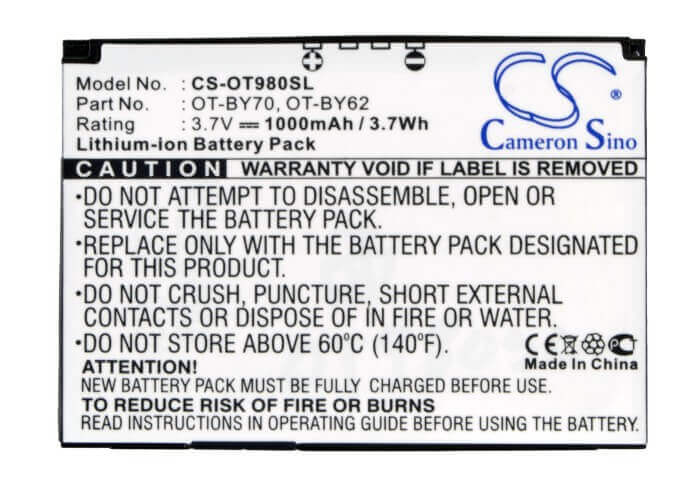 3.7V, Li-ion, 1000mAh, SmartPhone battery fits Alcatel, Cab3170000c1, One Touch 813d, One Touch 720, 3.7Wh Mobile, SmartPhone Cameron Sino Technology Limited (Smartphone)