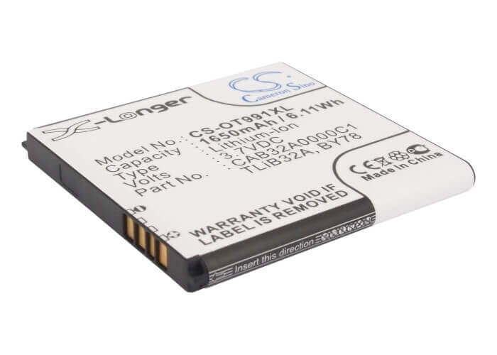 3.7V, Li-ion, 1650mAh, SmartPhone battery fits Alcatel, By78, One Touch 6010, One Touch 6010d, 6.11Wh Mobile, SmartPhone Cameron Sino Technology Limited (Smartphone)
