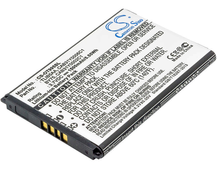 3.7V, Li-ion, 1500mAh, SmartPhone battery fits Mtc, Tcl, Megafon, Sfr, Alcatel, By75, One Touch 993d, One Touch 995, 5.55Wh Mobile, SmartPhone Cameron Sino Technology Limited (Smartphone)