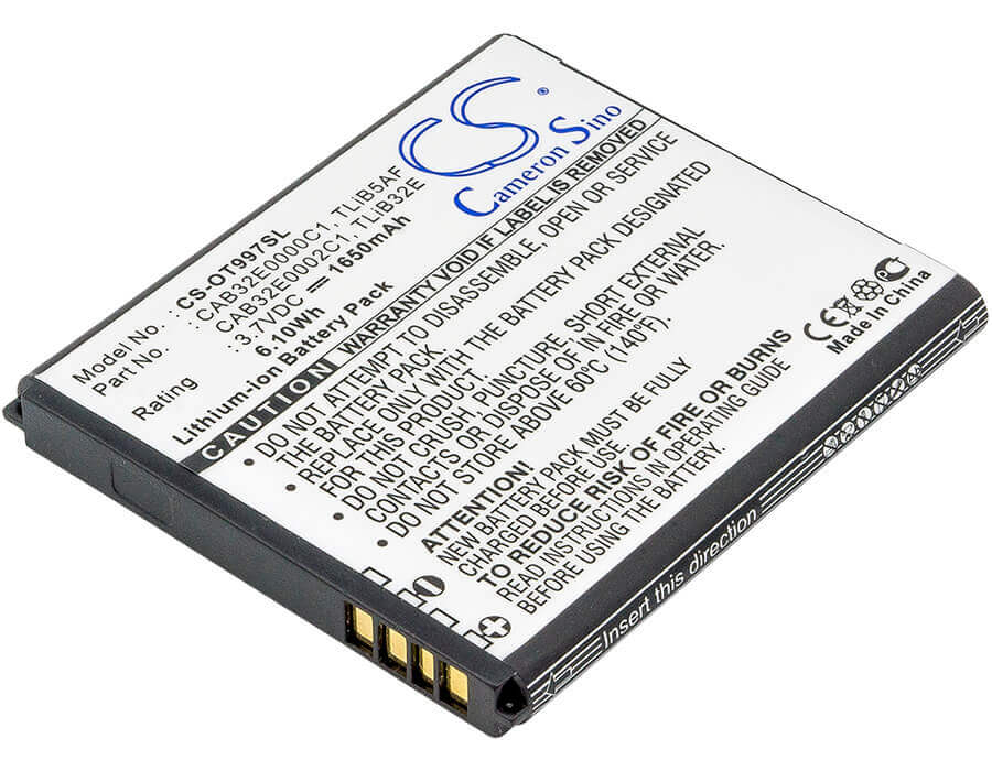 3,7V, Li-ion, 1650mAh, batterie Hotspot compatible avec Base, Base, Alcatel, Alcatel, Tcl, Tcl, Cab32e0000c1, Linkzone 41, Linkzone 5271, 6,11Wh Hotspot Cameron Sino Technology Limited