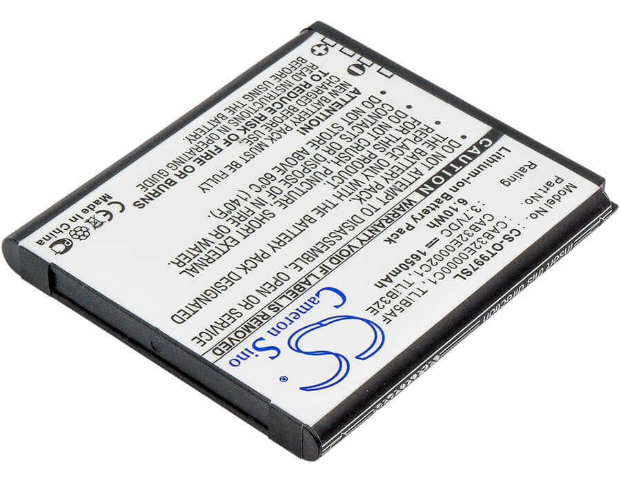 3,7V, Li-ion, 1650mAh, batterie Hotspot compatible avec Base, Base, Alcatel, Alcatel, Tcl, Tcl, Cab32e0000c1, Linkzone 41, Linkzone 5271, 6,11Wh Hotspot Cameron Sino Technology Limited