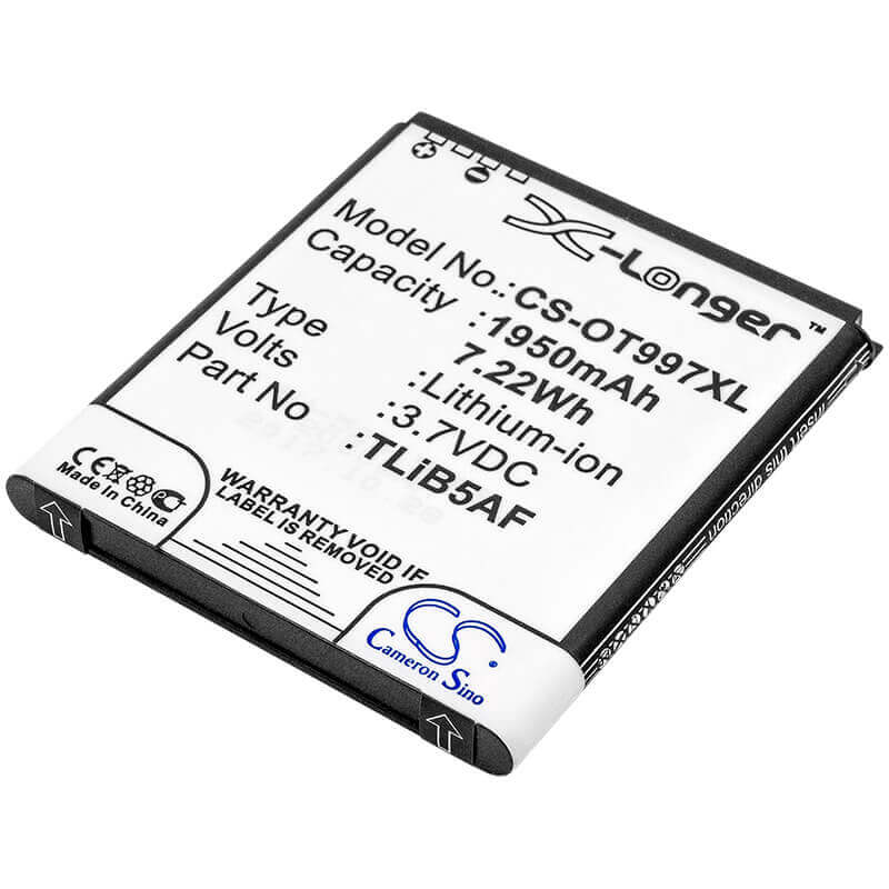 3.7V, Li-ion, 1950mAh, Hotspot battery fits Base, Base, Alcatel, Alcatel, Tcl, Tcl, Cab32e0000c1, Linkzone 41, Linkzone 5271, 7.22Wh Hotspot Cameron Sino Technology Limited