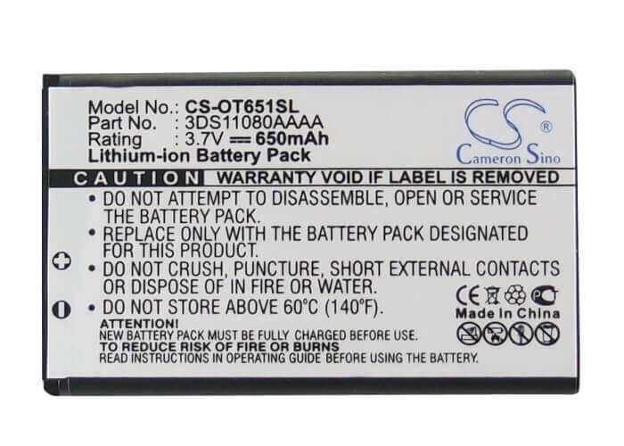3.7V, Li-ion, 650mAh, SmartPhone battery fits Tchibo, Alcatel, 3ds10241aaaa, Lollipops, One Touch 158, 2.41Wh Mobile, SmartPhone Cameron Sino Technology Limited (Smartphone)