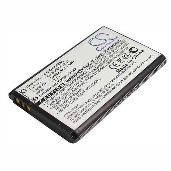 3.7V, Li-ion, 1050mAh, SmartPhone battery fits Alcatel, Cab3080010c1, Ot-i650, 3.89Wh Mobile, SmartPhone Cameron Sino Technology Limited (Suspended)