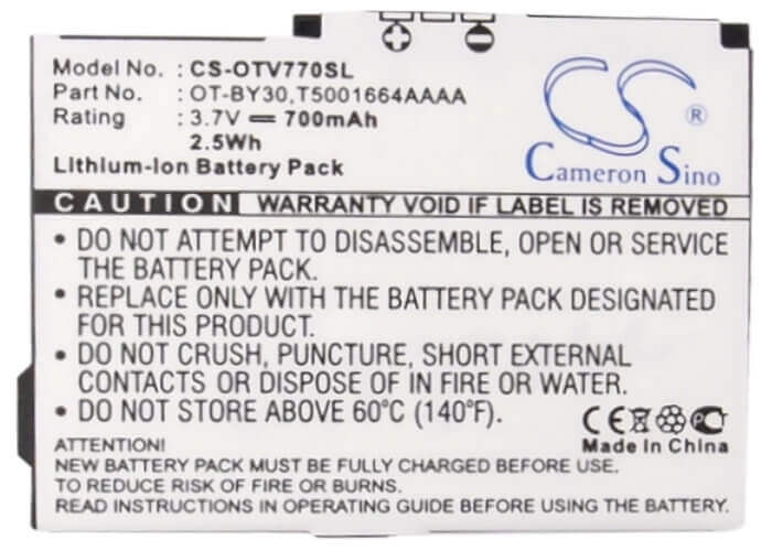 3.7V, Li-ion, 700mAh, SmartPhone battery fits Alcatel, B-lava, One Touch V770, One Touch V770a, 2.59Wh Mobile, SmartPhone Cameron Sino Technology Limited (Smartphone)