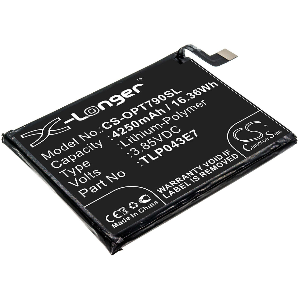 3,85V, Li-Polymer, 4250mAh, batterie pour smartphone compatible avec Alcatel, T-mobile, Tlp043e1, T790h, T790s, 16,36Wh Mobile, Smartphone Cameron Sino Technology Limited (Smartphone)