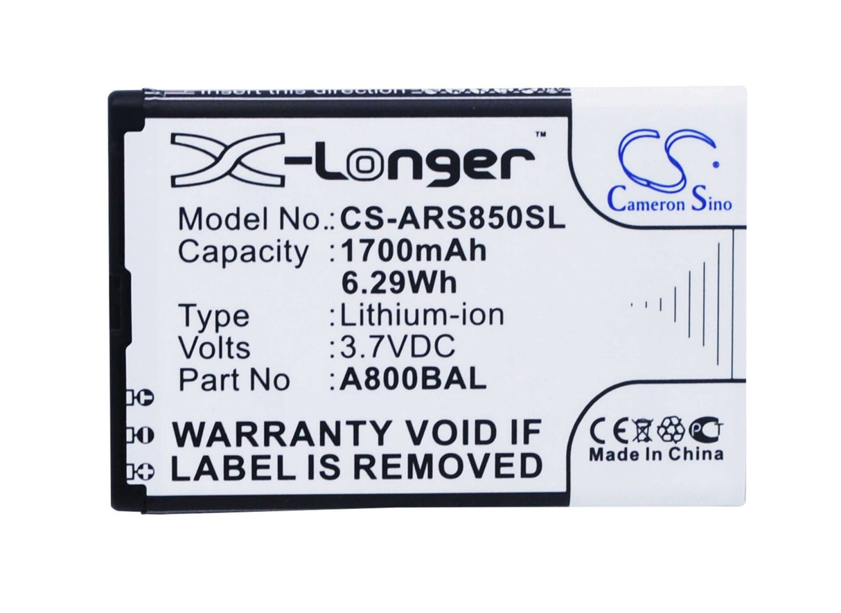 3.7V, Li-ion, 1700mAh, SmartPhone battery fits Avus, Cpa, Aligator, Hyundai, Maxcom, A800bal, A800, A800 Senior, 6.29Wh Mobile, SmartPhone Cameron Sino Technology Limited (Smartphone)