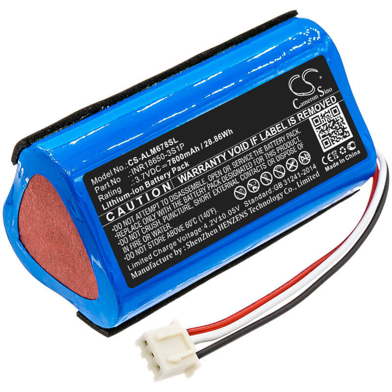 3.7V, Li-ion, 7800mAh, Speaker battery fits Altec Lansing, Imw678, Imw678-blk, 28.86Wh Speaker Cameron Sino Technology Limited