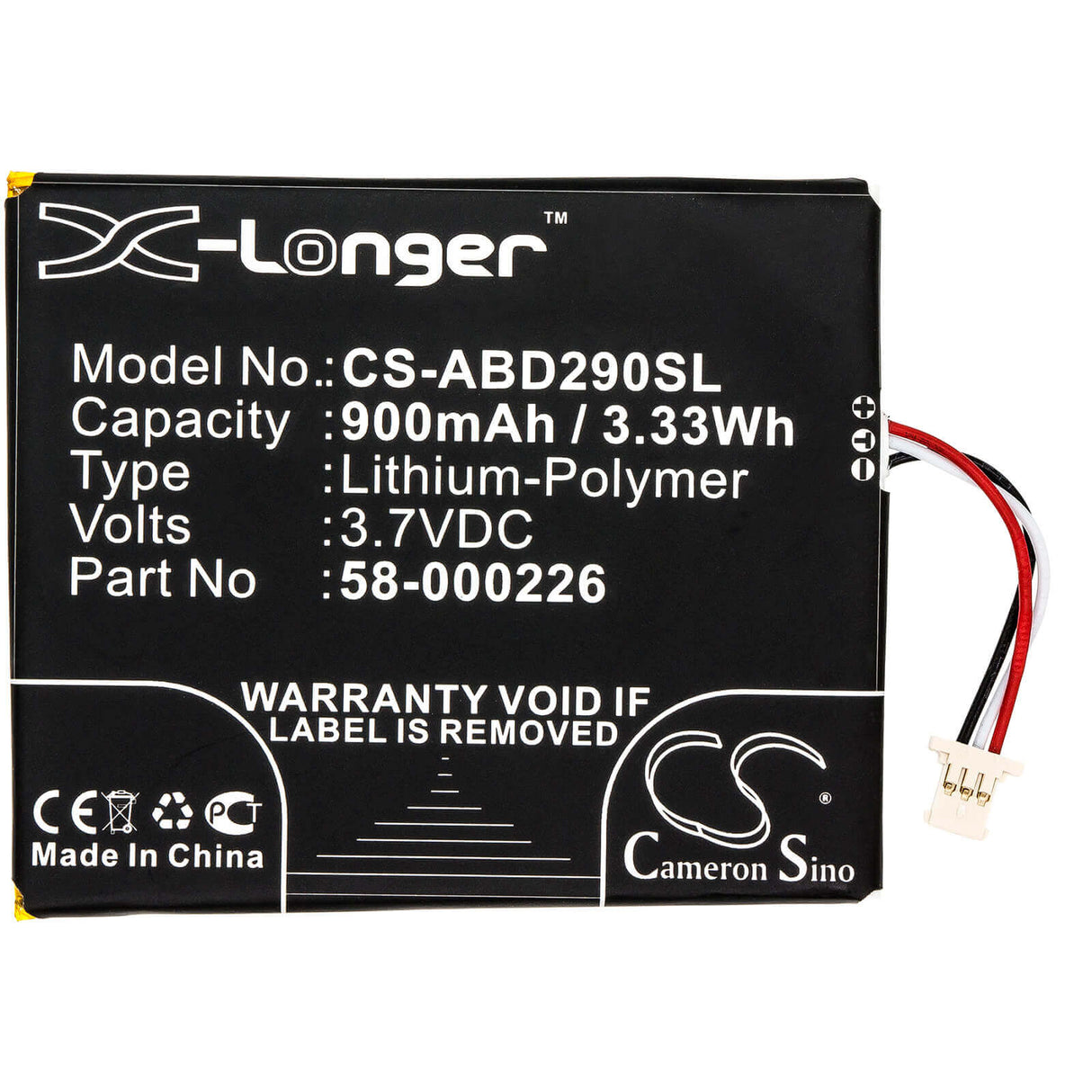 3.7V, Li-Polymer, 900mAh, E-book, E-reader battery fits Amazon, 26s1019, 53-014490, B07dlpwyb7, 3.33Wh E-book, E-reader Cameron Sino Technology Limited