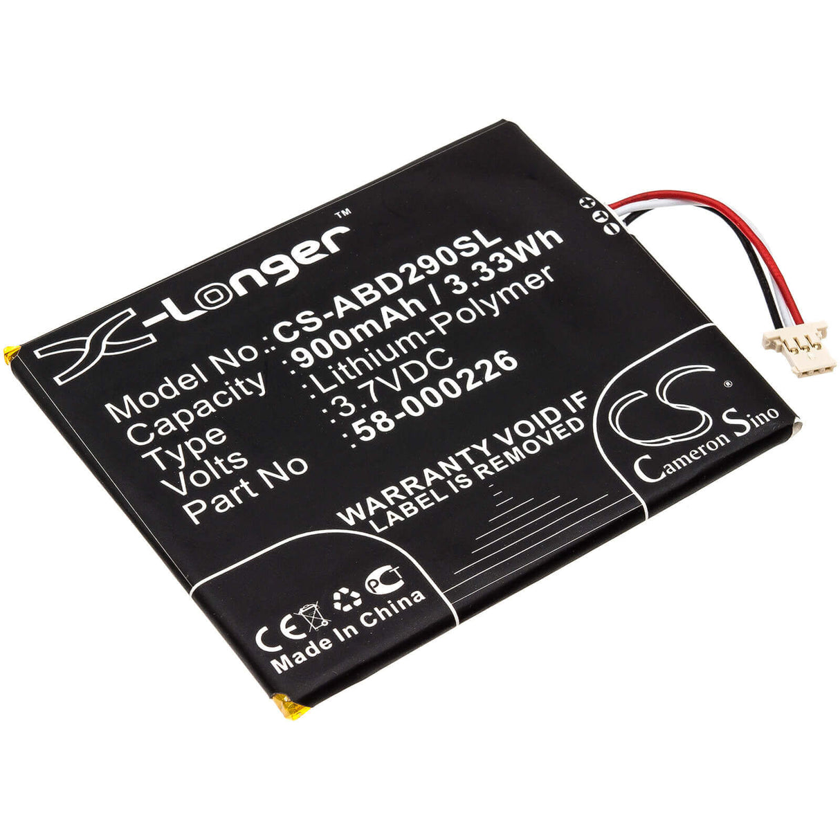 3.7V, Li-Polymer, 900mAh, E-book, E-reader battery fits Amazon, 26s1019, 53-014490, B07dlpwyb7, 3.33Wh E-book, E-reader Cameron Sino Technology Limited