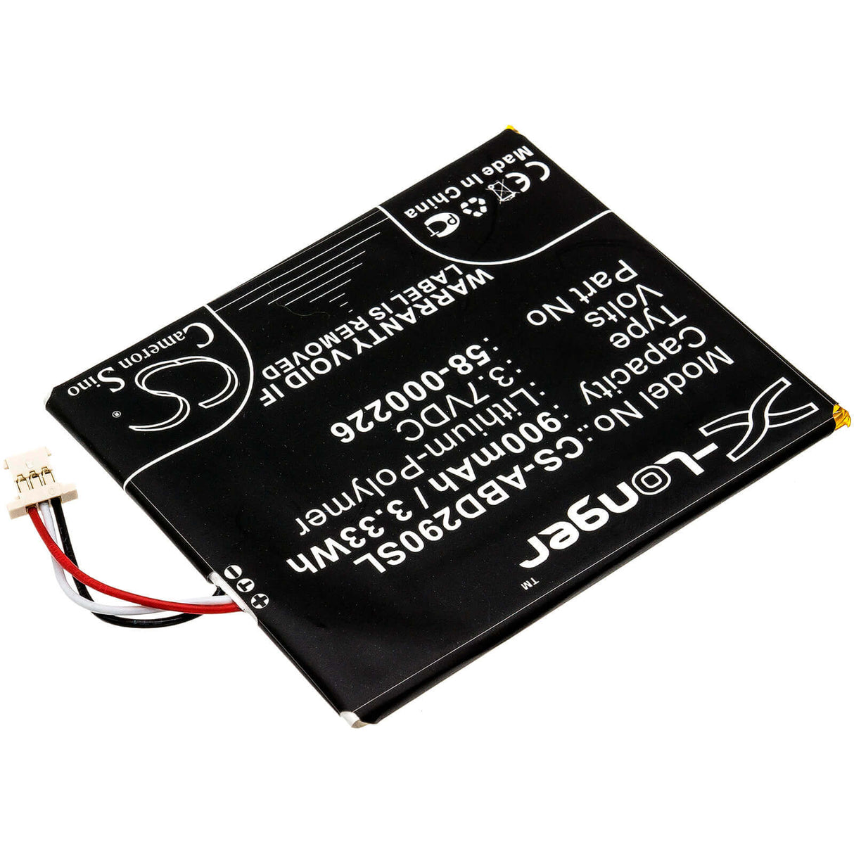 3.7V, Li-Polymer, 900mAh, E-book, E-reader battery fits Amazon, 26s1019, 53-014490, B07dlpwyb7, 3.33Wh E-book, E-reader Cameron Sino Technology Limited