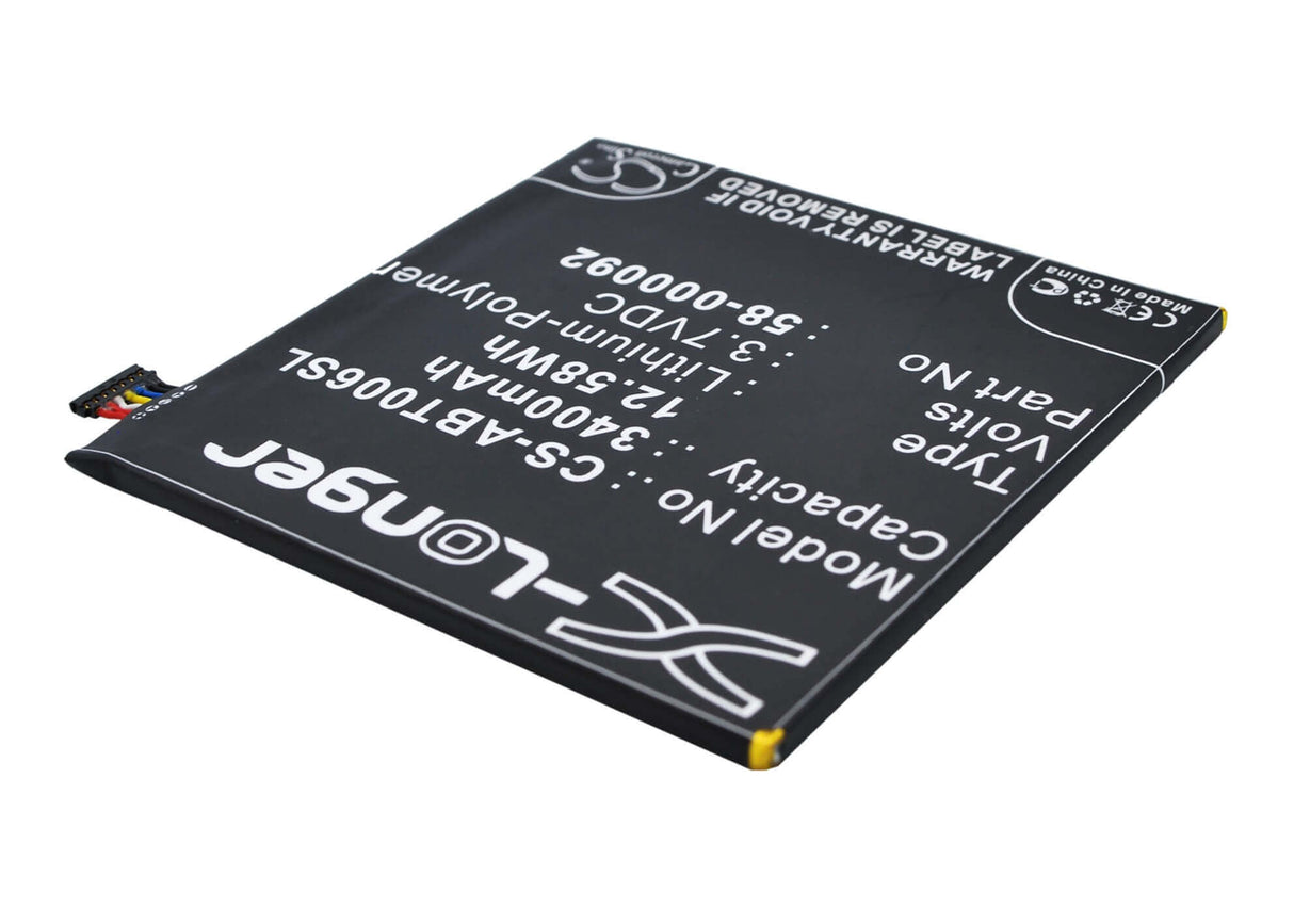 3.7V, Li-Polymer, 3400mAh, Tablet battery fits Amazon, 26s1006, 26s1006, B00kc6i06s, 12.58Wh Tablet Cameron Sino Technology Limited