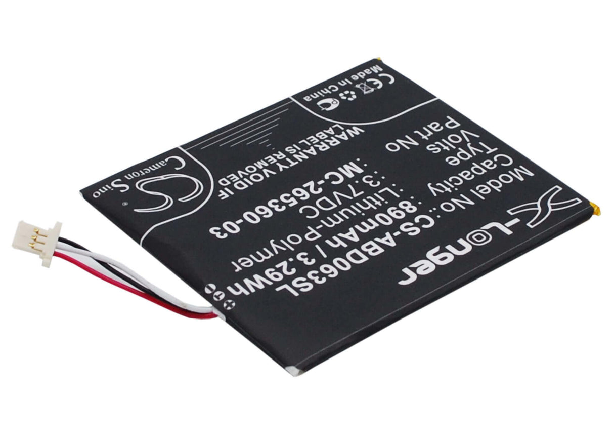 3.7V, Li-Polymer, 890mAh, E-book, E-reader battery fits Amazon, 58-000083, Kindle 499, Kindle 558, 3.29Wh E-book, E-reader Cameron Sino Technology Limited