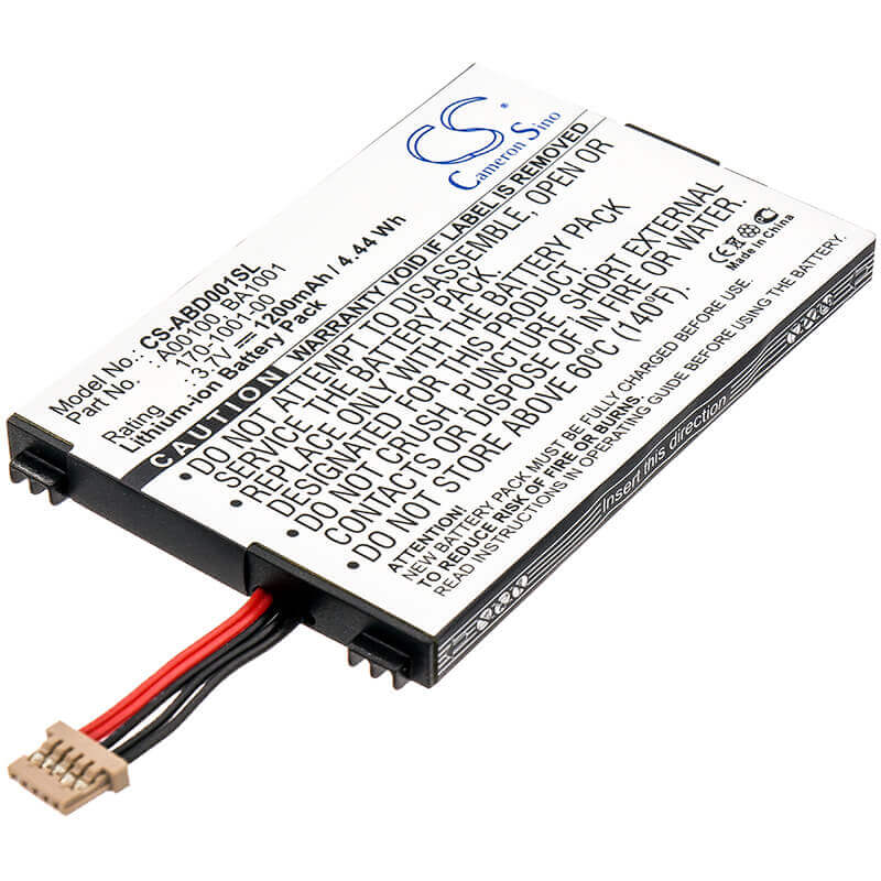 3.7V, Li-ion, 1200mAh, E-book, E-reader battery fits Amazon, 170-1001-00, Kindle, Kindle D00111, 4.44Wh E-book, E-reader Cameron Sino Technology Limited