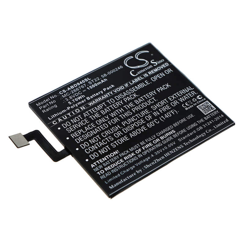 3.8V, Li-Polymer, 1500mAh, Tablet battery fits Amazon, 58-000246, Kindle Paperwhite 10th Generat, Kindle Paperwhite 4 10th Gener, 5.70Wh Tablet Cameron Sino Technology Limited