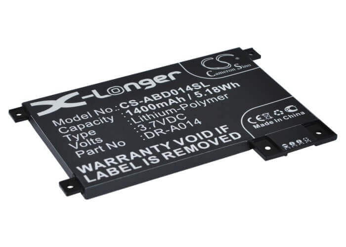 3.7V, Li-Polymer, 1400mAh, E-book, E-reader battery fits Amazon, 170-1056-00, D01200, Dr-a014, 5.18Wh E-book, E-reader Cameron Sino Technology Limited