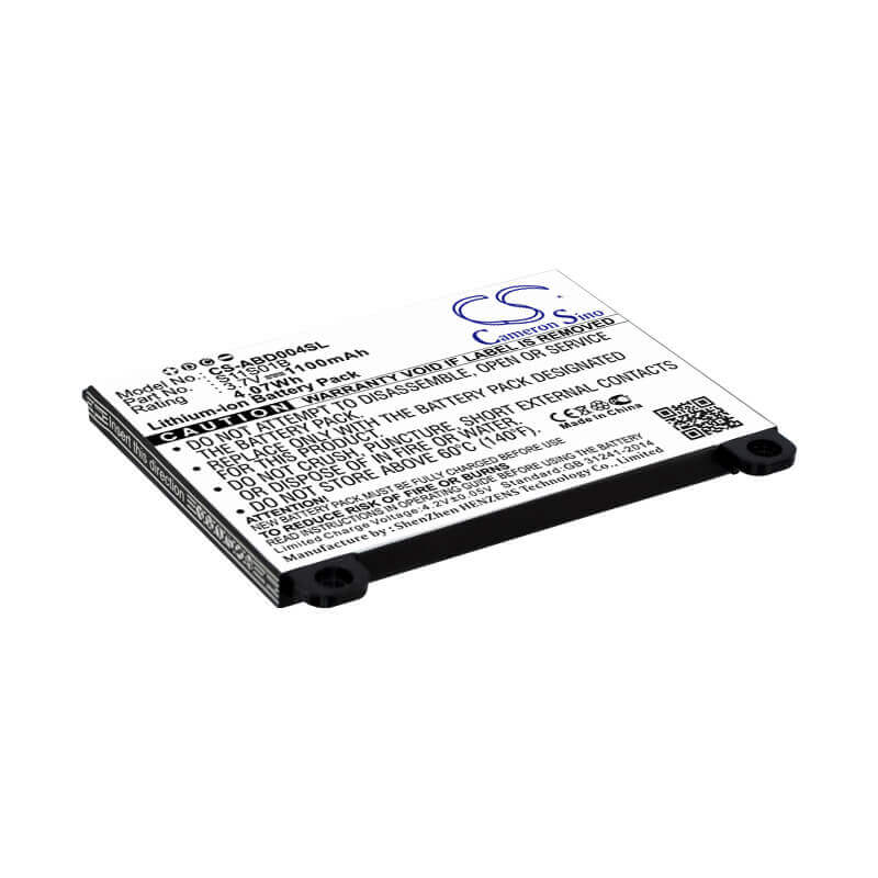 3.7V, Li-ion, 1100mAh, E-book, E-reader battery fits Amazon, S11s01b, B003b0a294563b74, D00701, 4.07Wh E-book, E-reader Cameron Sino Technology Limited