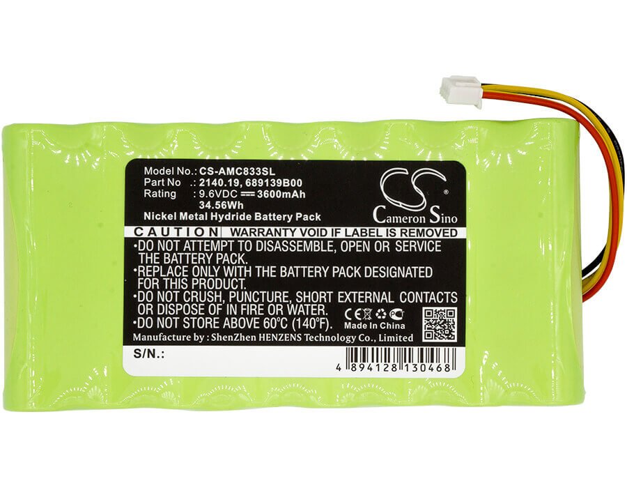 9.6V, Ni-MH, 3600mAh, Batterie d'équipement compatible avec Amc, 2140.19, 3945/3945-B, 8333, 34.56Wh Équipement, Enquête, Test Cameron Sino Technology Limited