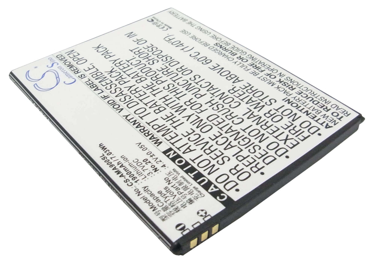 3.7V, Li-ion, 1900mAh, SmartPhone battery fits Amoi, No.20, 862w, A900t, 7.03Wh Mobile, SmartPhone Cameron Sino Technology Limited (Suspended)
