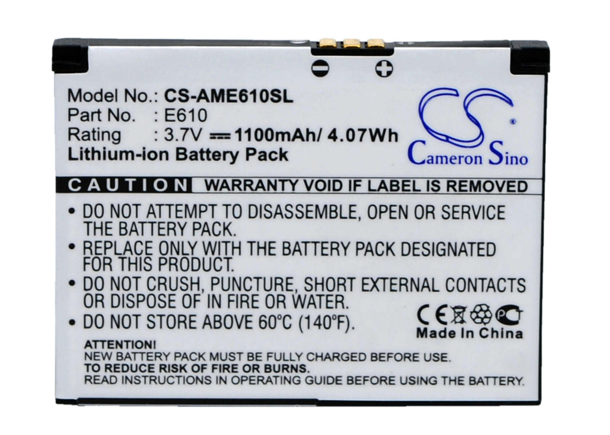 3.7V, Li-ion, 1100mAh, SmartPhone battery fits Amoi, E610, E610, 4.07Wh Mobile, SmartPhone Cameron Sino Technology Limited (Suspended)