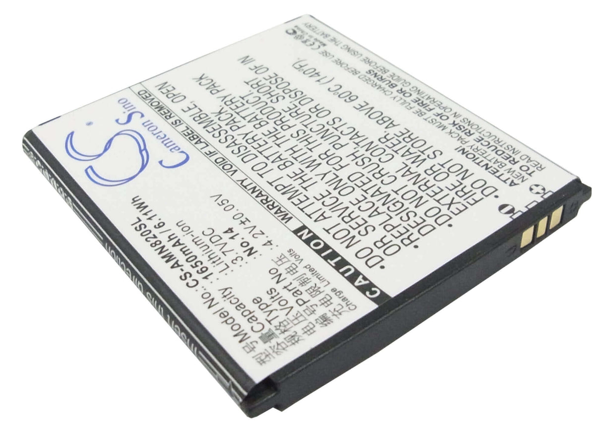 3.7V, Li-ion, 1650mAh, SmartPhone battery fits Amoi, No.14, N818, N820, 6.11Wh Mobile, SmartPhone Cameron Sino Technology Limited (Suspended)