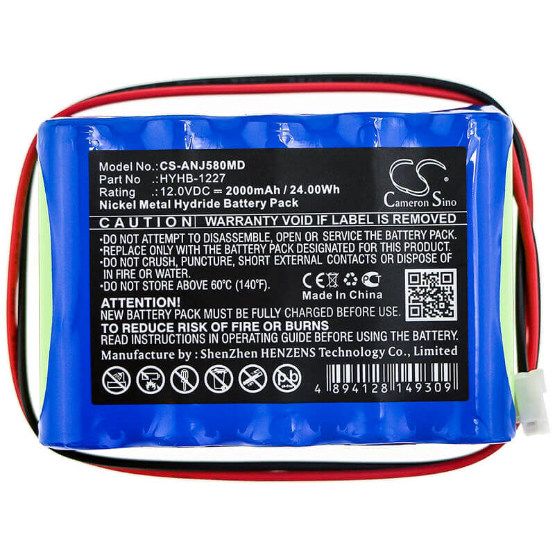 12.0V, Ni-MH, 2000mAh, Medical battery fits Angel, Hyhb-1227, Aj5800, Aj5803, 24.00Wh Medical Cameron Sino Technology Limited (Medical)