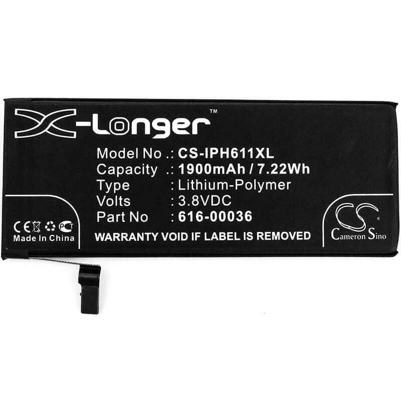 3.8V, Li-Polymer, 1900mAh, SmartPhone battery fits Apple, 616-00036, A1633, A1688, 7.22Wh Mobile, SmartPhone Cameron Sino Technology Limited (Smartphone)