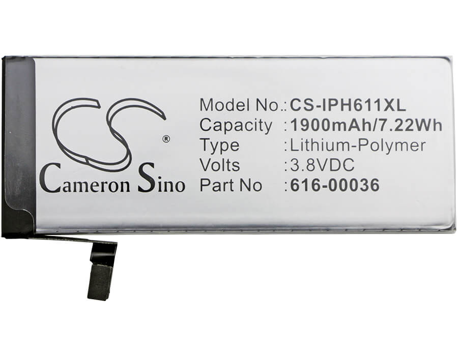 3.8V, Li-Polymer, 1900mAh, SmartPhone battery fits Apple, 616-00036, A1633, A1688, 7.22Wh Mobile, SmartPhone Cameron Sino Technology Limited (Smartphone)