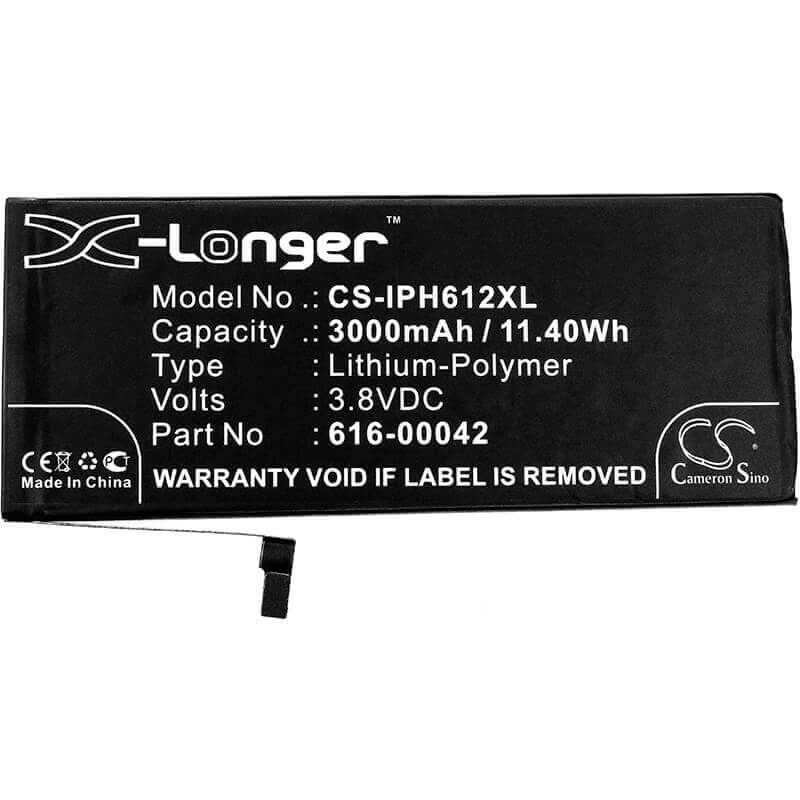 3.8V, Li-Polymer, 3000mAh, SmartPhone battery fits Apple, 616-00042, A1634, A1687, 11.4Wh Mobile, SmartPhone Cameron Sino Technology Limited (Smartphone)