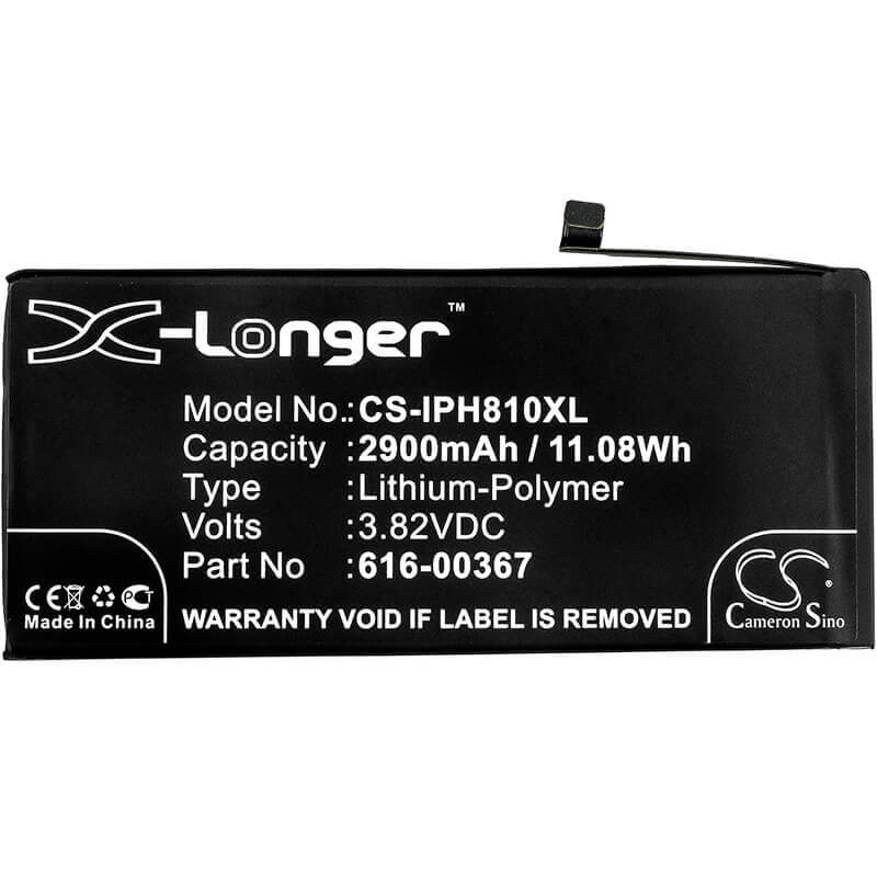 3.82V, Li-Polymer, 2900mAh, SmartPhone battery fits Apple, 616-00367, A1864, Iphone 8 Plus, 11.08Wh Mobile, SmartPhone Cameron Sino Technology Limited (Smartphone)