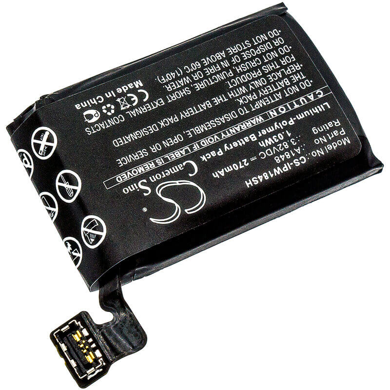3.82V, Li-Polymer, 270mAh, Smartwatch battery fits Apple, A1848, A1858, Gsrf-mqjq2ll/a, 1.03Wh Smartwatch Cameron Sino Technology Limited