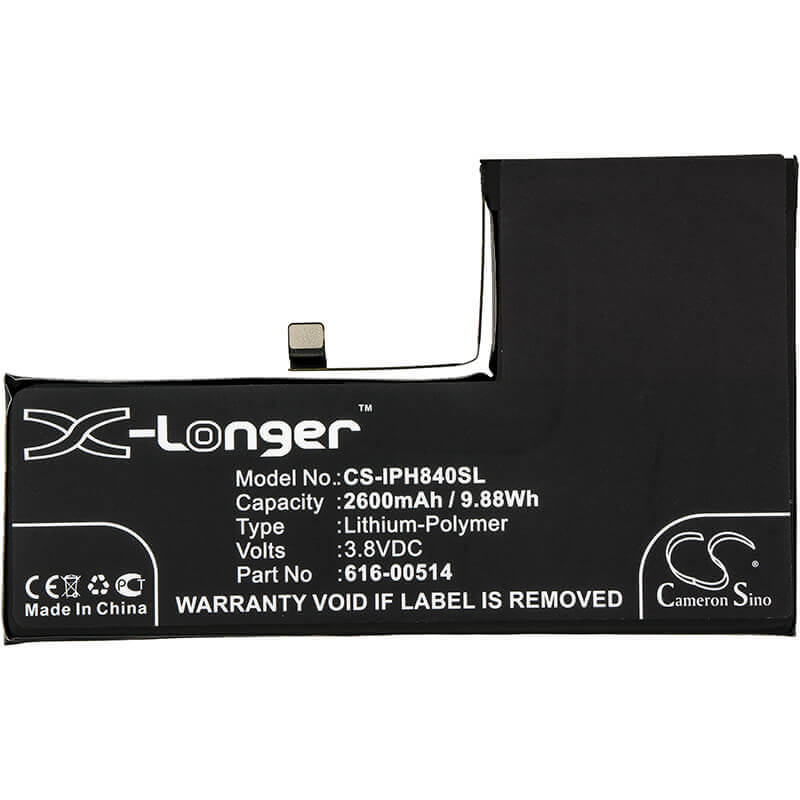 3,8V, Li-Polymer, 2600mAh, batterie de smartphone compatible avec Apple, 616-00514, A1920, A2097, 9,88Wh Mobile, Smartphone Cameron Sino Technology Limited (Smartphone)