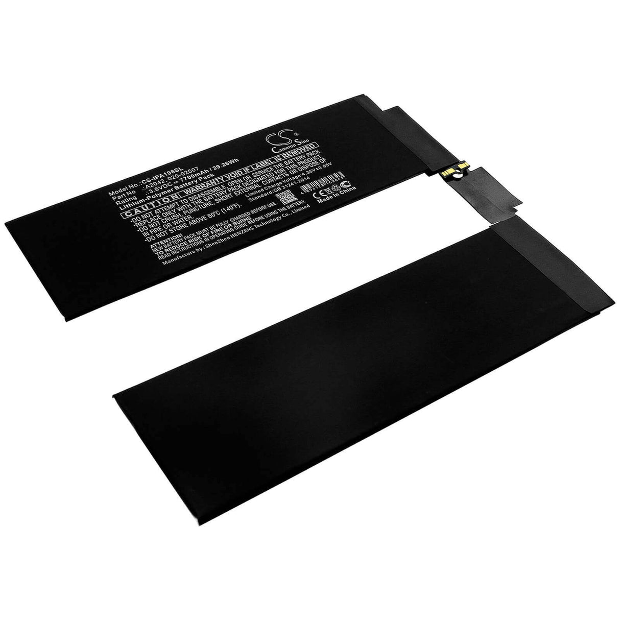 3.8V, Li-Polymer, 7700mAh, Tablet battery fits Apple, 020-02507, A1934, A1979, 29.26Wh Tablet Cameron Sino Technology Limited